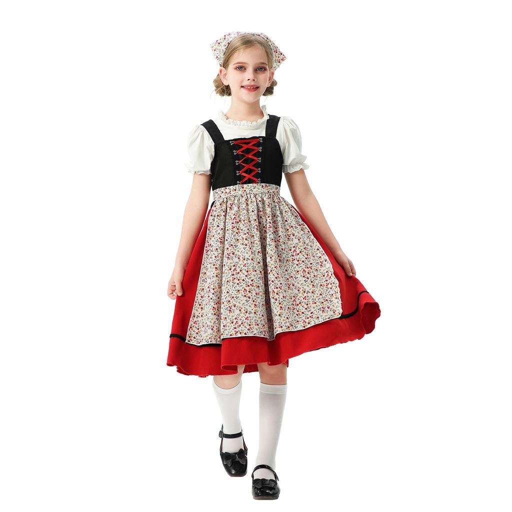 Bavarian children's clothing European idyllic girl farm estate Germany Munich Oktoberfest maid clothing