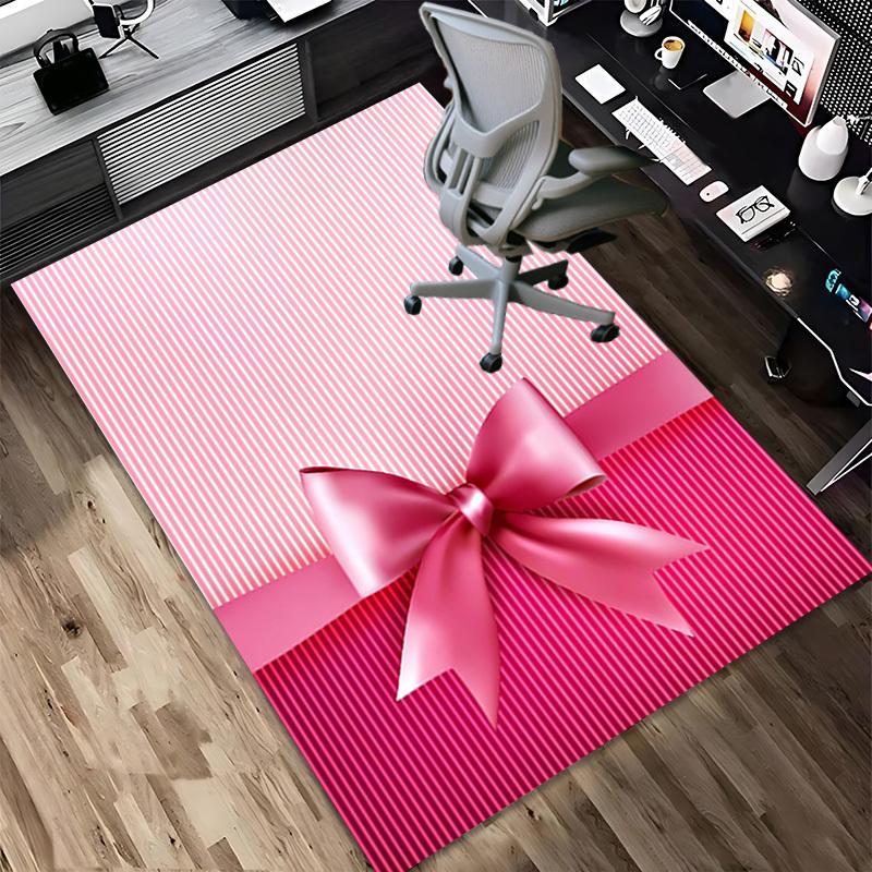 bow ribbon Crystal Velvet Office chair mat Area Rug - Non-Slip, Floor Mat, Office Desk Chair Rugs,Christmas Gift-1106075