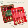 4Pcs Snowman Christmas Tree Cutlery Set Fork Spoon Dinnerware Set with Gift Box Stainless Steel Gold Flatware Party Tableware