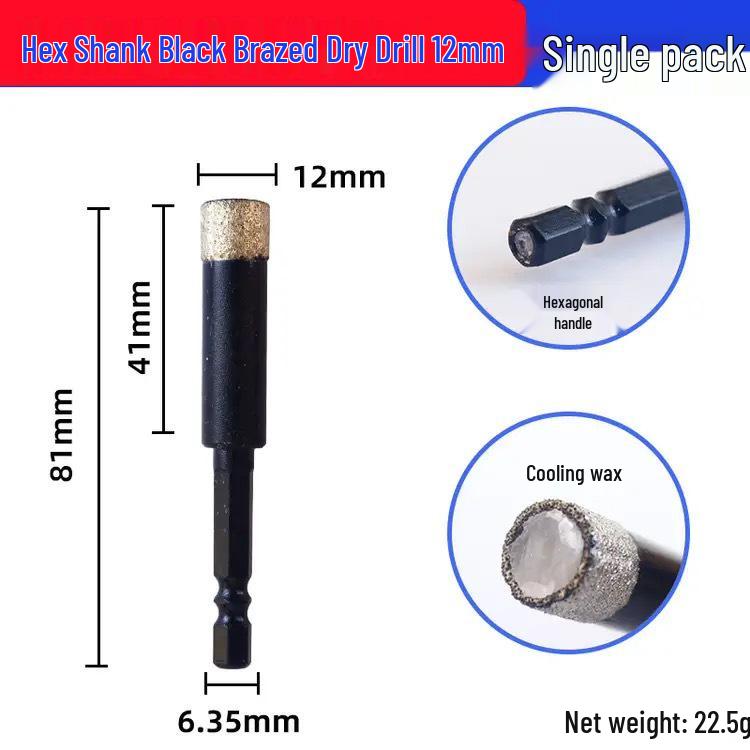 Diamond Hex Shank Glass & Tile Dry Drill Bit
