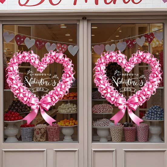 Valentinstag Fenstersticker PVC Herz Rose Liebesbrief Form Kranz Abnehmbar Wasserdicht Statischer Glasaufkleber