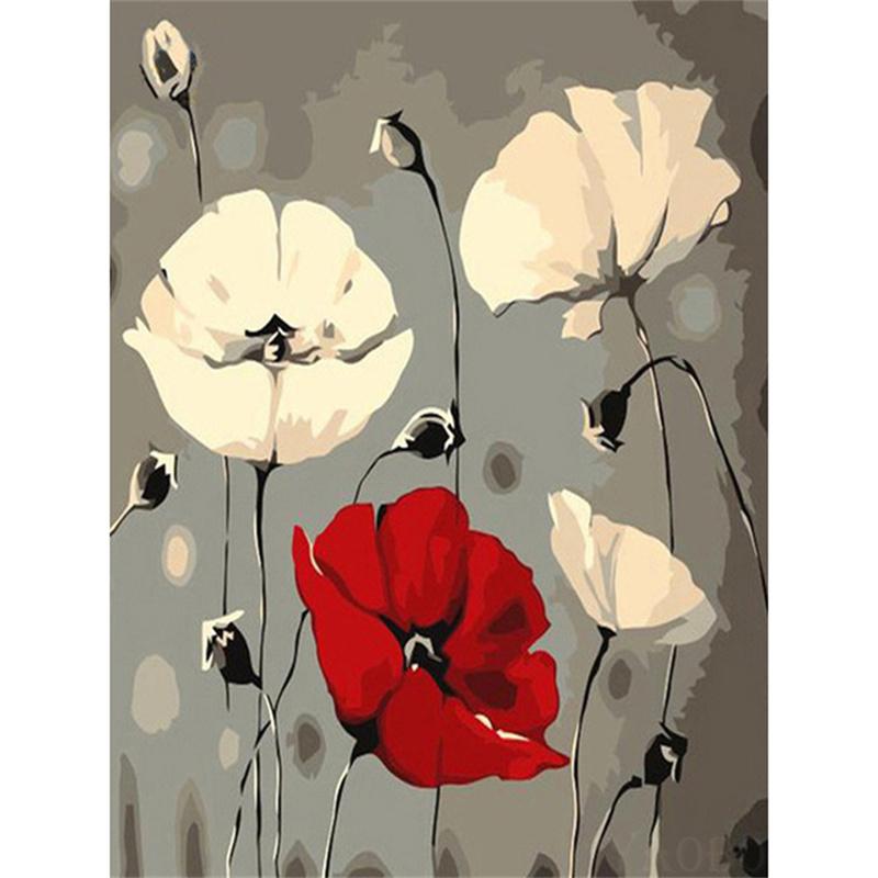 DIY Diamond Painting The Red Flowers Cross Stitch Kit Mosaic Art Diamond Painting Full Circle Diamond Home Decoration