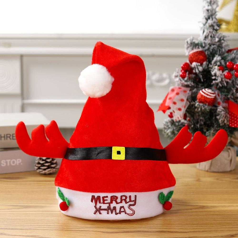 Snowman Plush Reindeers Antlers Hat Polyester Xmas Arts Hats Christmas Hat  Xmas Gift