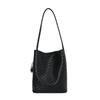 2026 Summer Korean Minimalist Woven Texture Bucket Bag - Large Capacity, Solid Color, Single Shoulder & Handheld