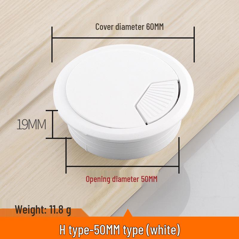 Round Plastic Cable Grommet Hole Cover for Office Desk - Sizes 50/60/65/80 Mm