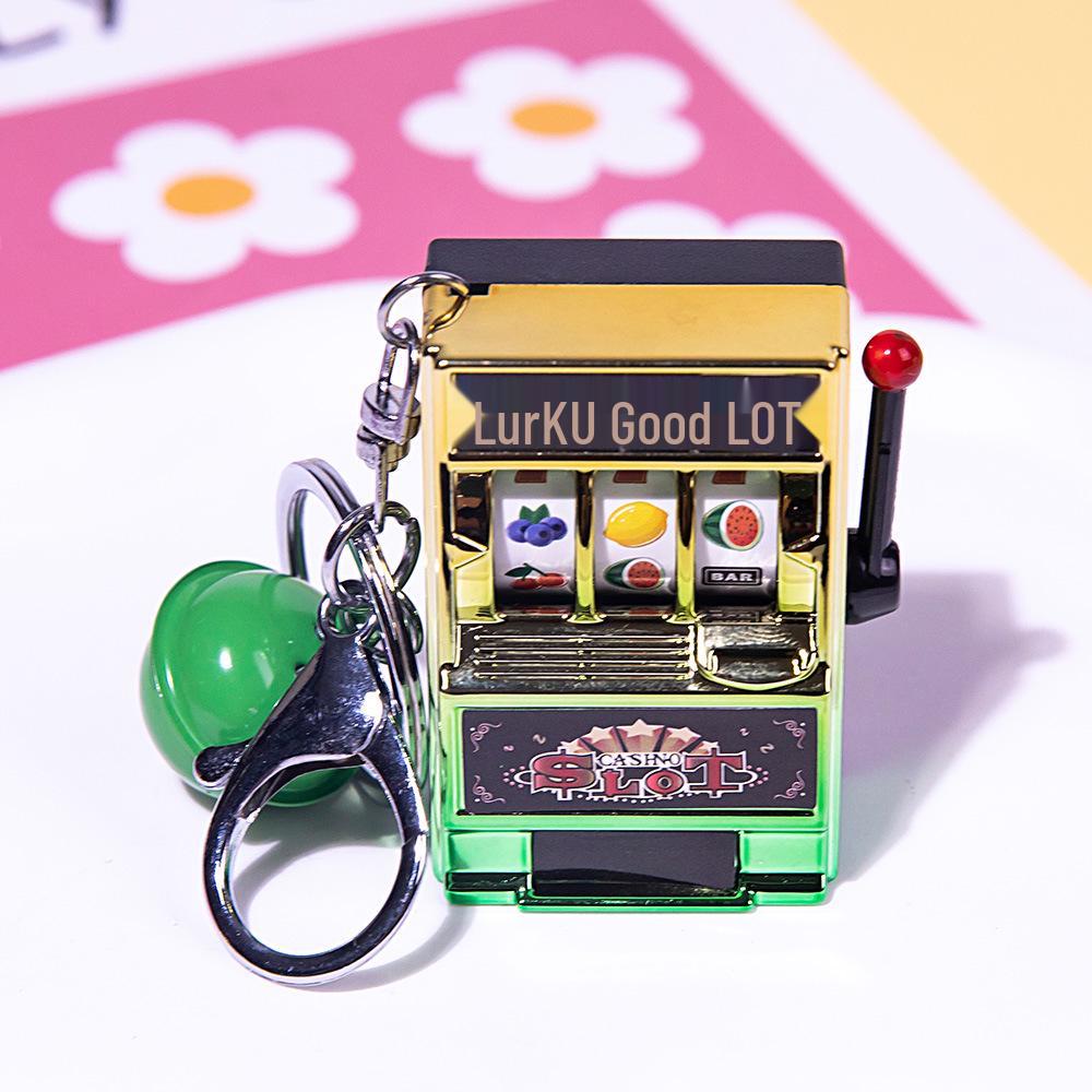 Retro Joystick Fruit Machine Keychain: Playable Spin Wheel Pendant Toy