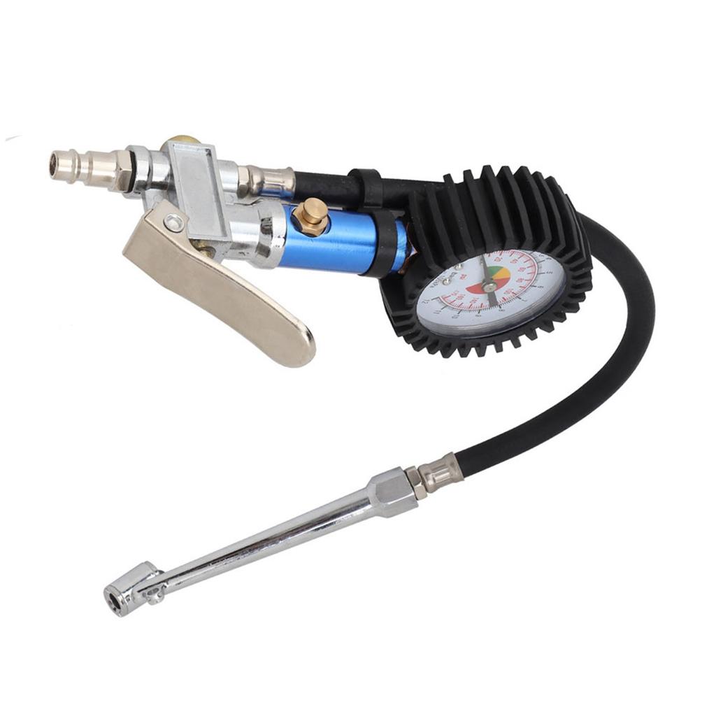 12 Bar Self Clamping Tire Inflator with Air Pressure Gauge and Quick Air Connector