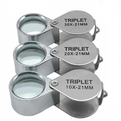 Metal Jewelry Magnifying Glass Folding Reading Magnifier Professional 10-30X Pocket Loupe  Jewelers