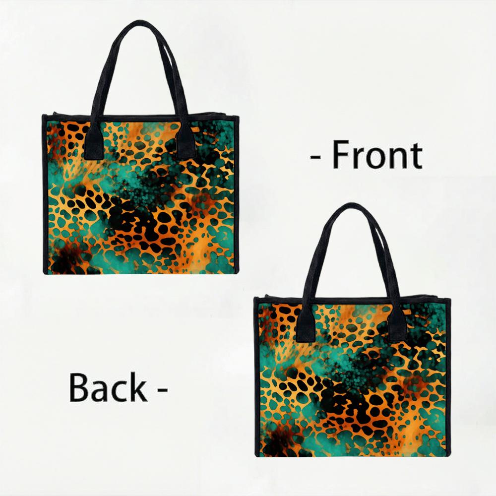 Vintage Animal Print Tote Bag Large Capacity Women Casual Daily Shoulder Handbag for Work Shopping