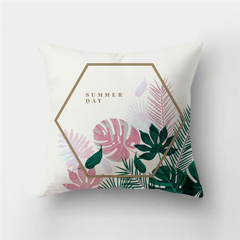 Fresh Summer Leaves Tropical Plants Square Cushion Cover Home Living Room Sofa Bedroom Decoration Pillow Cover