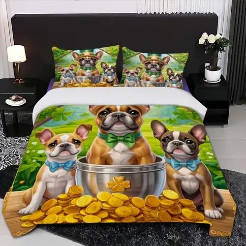 

Comforter Pug Dog Pug Dog Background Theme Suitable For Children Kids And Adults Soft Comfortable And Breathable Comforter (quilt)-EU Single(135*200cm)3pcs