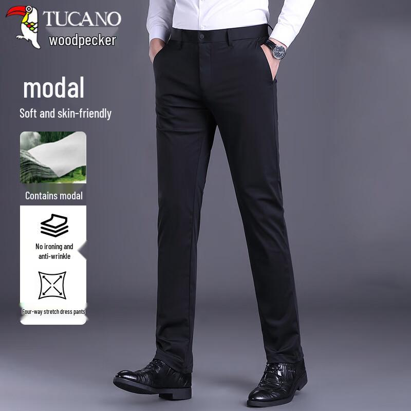 TUCANO Men's Modal Blend Straight Fit Business Casual Pants