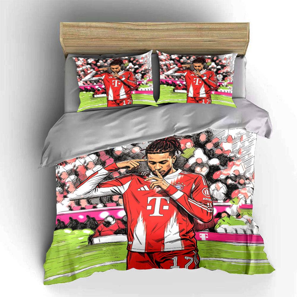 Red Football Jersey Illustration Bedding Duvet Cover Set Duvet Cover Pillowcases (1*Duvet Cover 2*Pillowcases, without duvet insert)