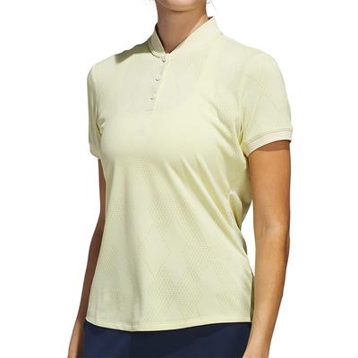 Adidas Golf Mesh Argyle Short Sleeve Powder Yellow Women's Shirt,