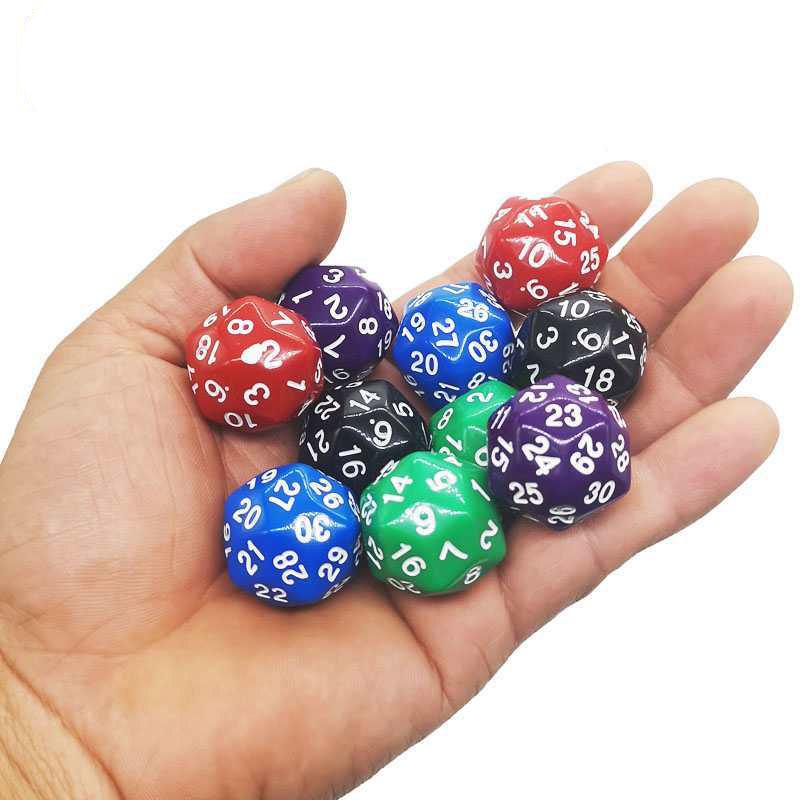 5PCS Polyhedral Dice D30 30Sided Acrylic Dices Educational Toys Math Learning Resources Club Party Family Board Game Props