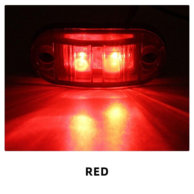 

2 шт. Боковые габаритные огни для прицепа грузовика, габаритные огни, светодиодные лампы для грузовика, янтарные, красные, белые, водонепроницаемые красный