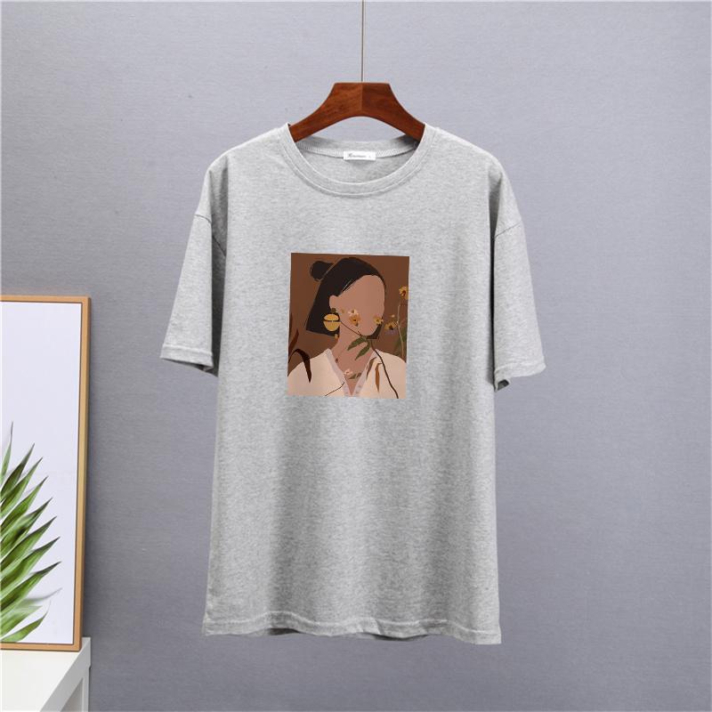 Camiseta Shellsuning con estampado estético a la moda para mujer, camisetas informales 100% de algodón de gran tamaño con cuello redondo, camisetas Harajuku para mujer, camisetas básicas simples