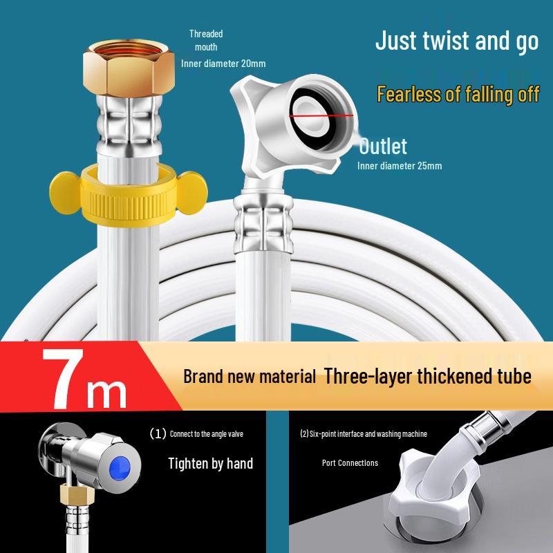 Universal Washing Machine Water Inlet Hose with 4-Point Copper Connector, PVC, for Automatic Pulsator Drums
