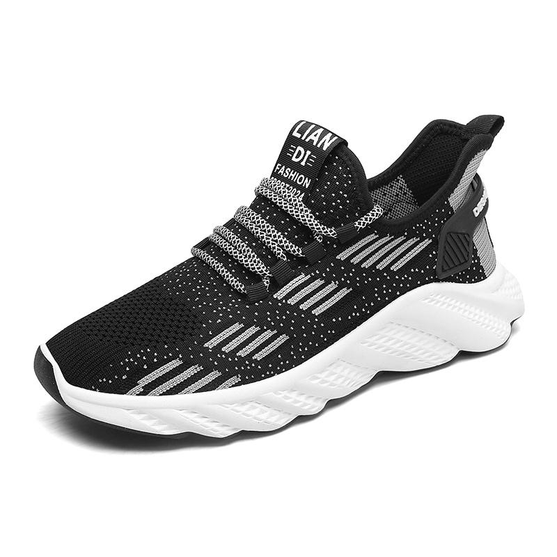 new breathable mesh surface student casual sports shoes men fly woven lightweight running shoes non-slip soft sole