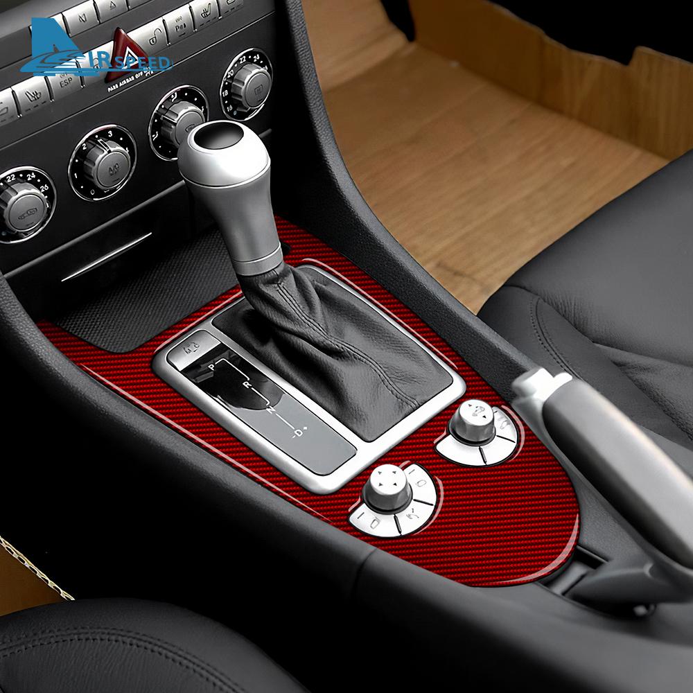 Naklejka z prawdziwego miękkiego włókna węglowego na wykończenie dla Mercedes Benz SLK R171 2004 2005 2006 2007 2008 2009 2010 Samochodowy Centralny Panel Sterowania Zmiana Biegów