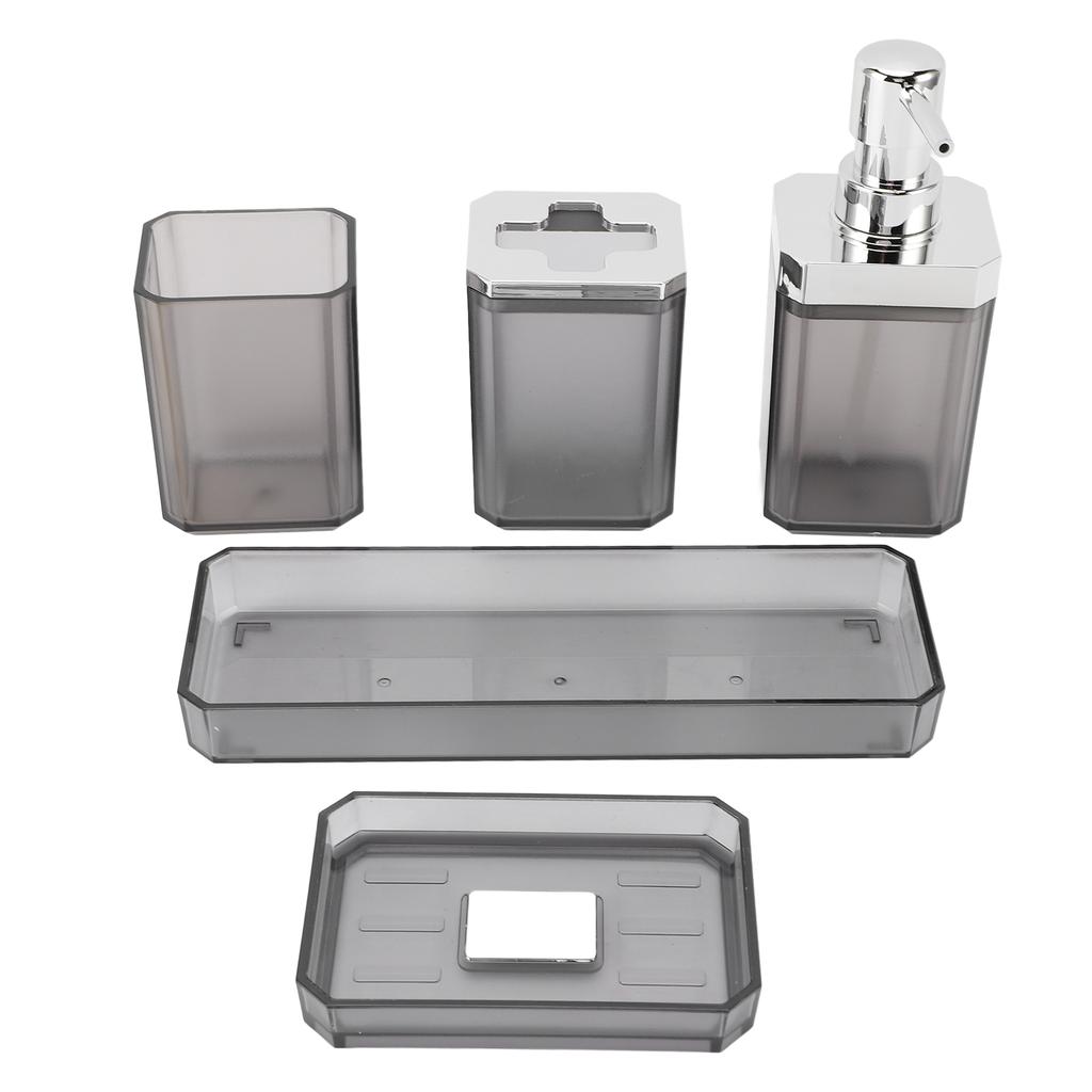 Bathroom Accessories Set Bath Ensemble Set with Toothbrush Holder Cup Lotion Bottles Soap Dish Tray