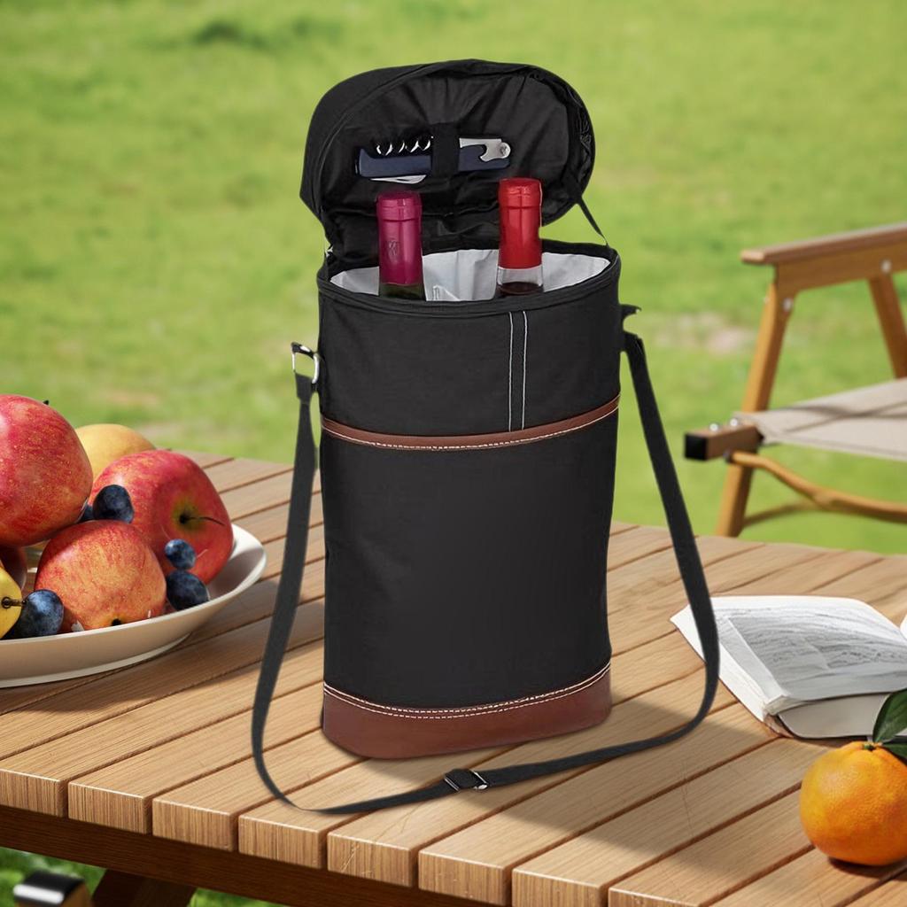 Wine Bottle Cooler Bag Leakproof Tote Carrier Storage Pouch Reusable Wine Carrying Case For Beach Traveling Work Lunches Trips