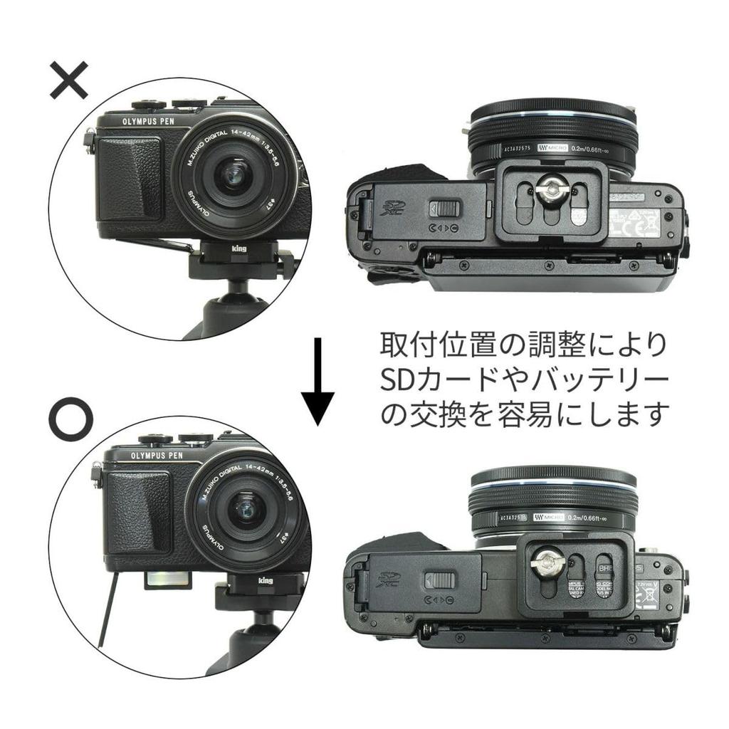 KING Mini Quick Release Plate Compatible Camera Mounting Screw for Digital Black K-MQ3 Arca-Swiss 1/4 UNC-20 Mirrorless/Compact Cameras,