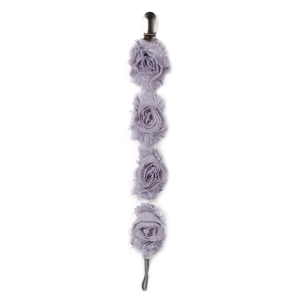 Baby Girls Infant Flower Feeding Dummy Pacifier Clip Teething Soother Holder Chain Pink