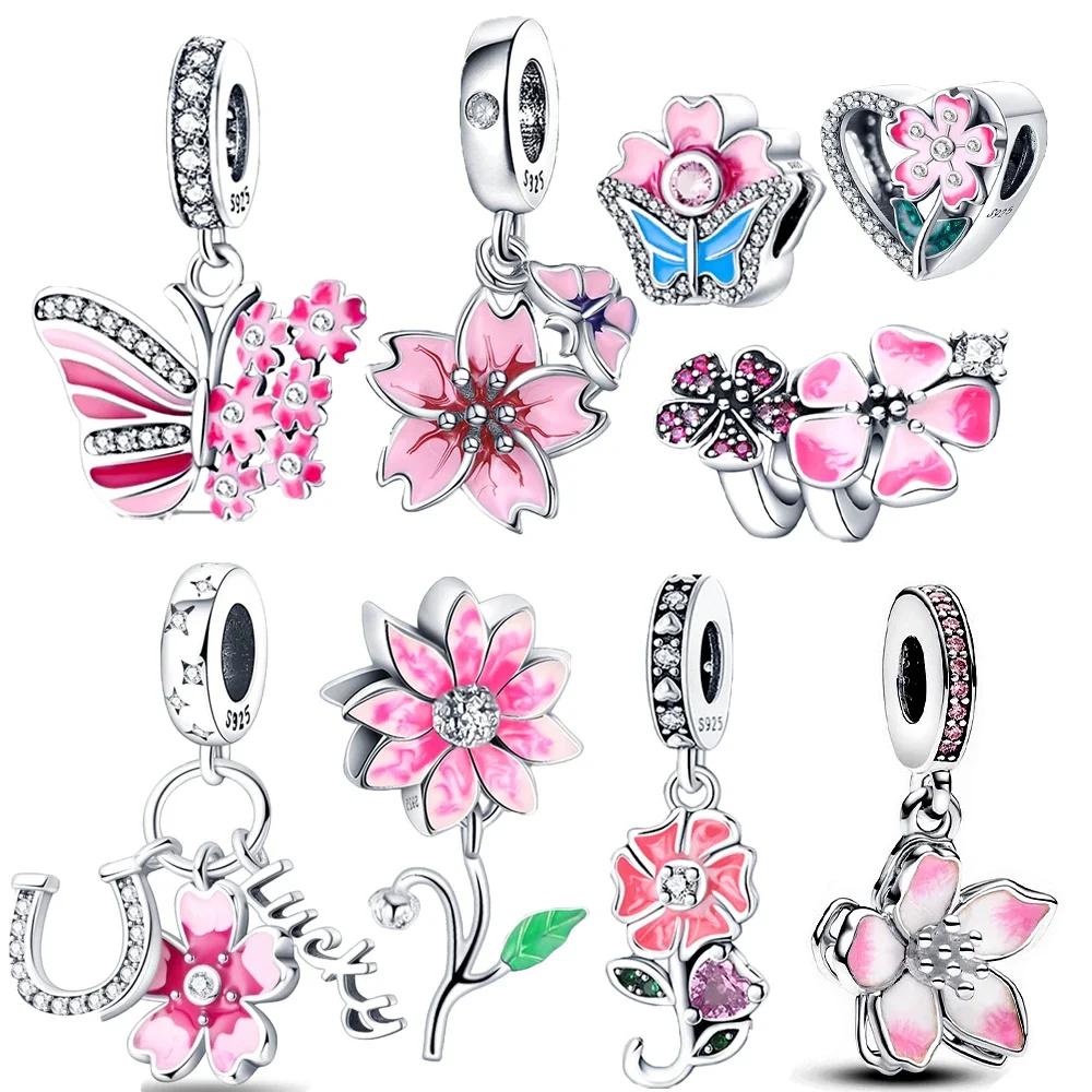 Copper Cherry Blossom Series Flowers Fit Original Women'S Bracelet Diy Making Fine Jewelry Gifts