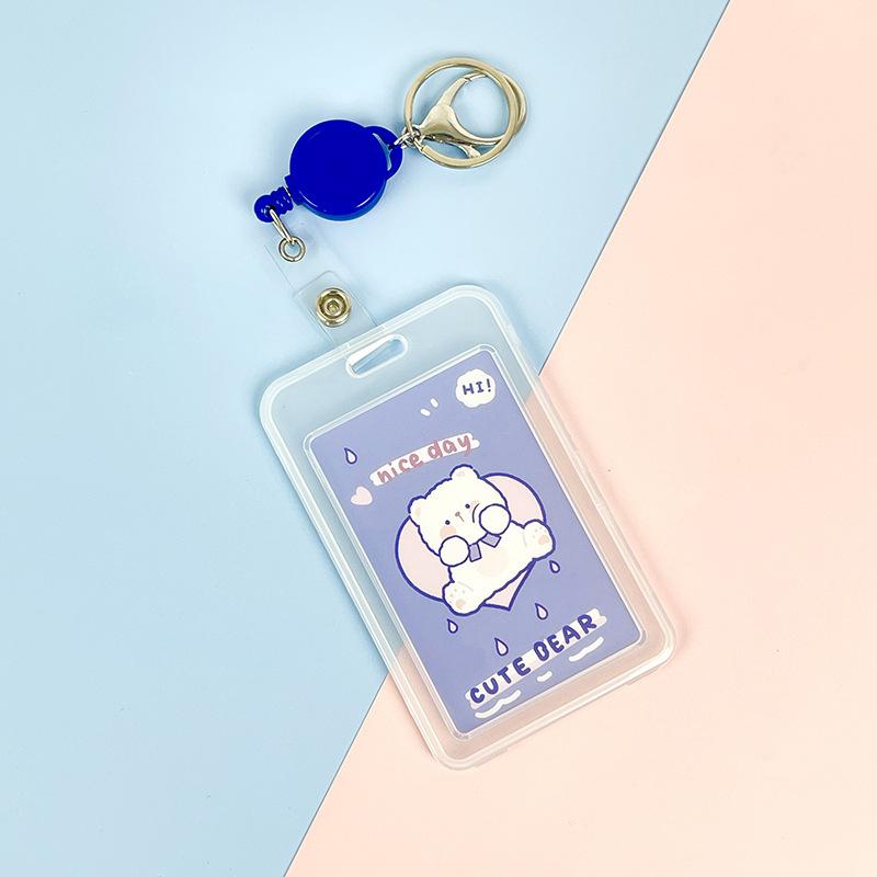 Ins Cute Transparent Lanyard Card Cover Student Bus Cards Case Cartoon Work Card Covers Credit Card Holder Id Holder with Rope