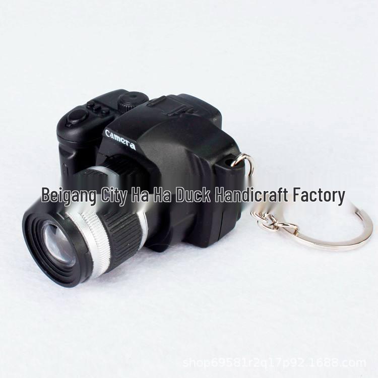 Creative DSLR Camera Keychain with LED Light & Sound - Phone Case Ornament Pendant Camera Only Without Chain чёрный