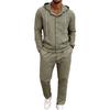 Men's Hooded Linen Shirt and Pants Set - European Casual Style