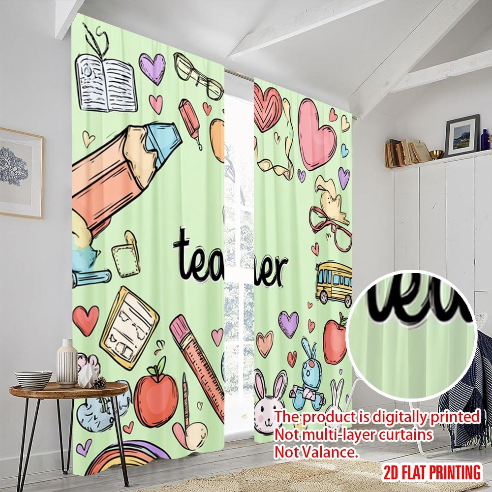 2Pcs,2D Plane Printing Print Curtains On Transfers For Back Versatile Polyester Fabric (Without Rod) Decorations For Home Ldeal