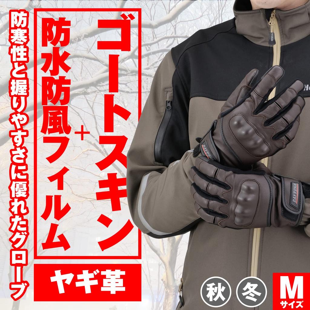 Daytona Goat Protector Winter Size Waterproof and Windproof Motorcycle Gloves with Hard Smartphone Made of Goat Gloves, HBG-079, Brown, M, 29236,