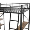 Bunk Bed 90x200 Cm Iron Frame, Desk & 3 Shelves, Side Rails & Safety Ladder, Children's room/Adults