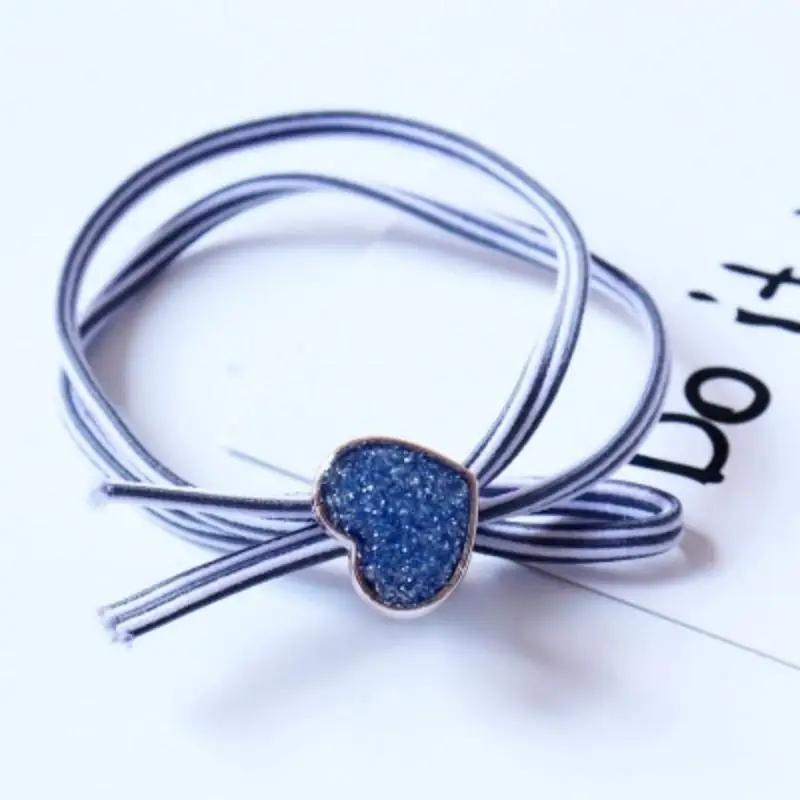 Fashion Girls Solid Color Double Layered Knotted Heart-shaped Hair Rope Head Decoration Accessories Creative Birthday Gifts