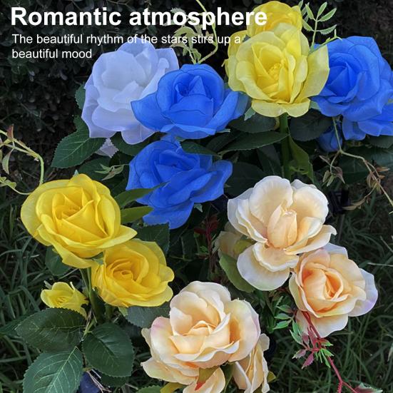 Garden Solar Rose Light Outdoor with Solar Faux Roses Lights Color Changing