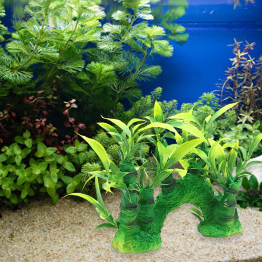Realistic Green Plant Fishtank Decoration Artificial Green Bamboo for Home Use Aquariums Fishtank Landscape Accessory