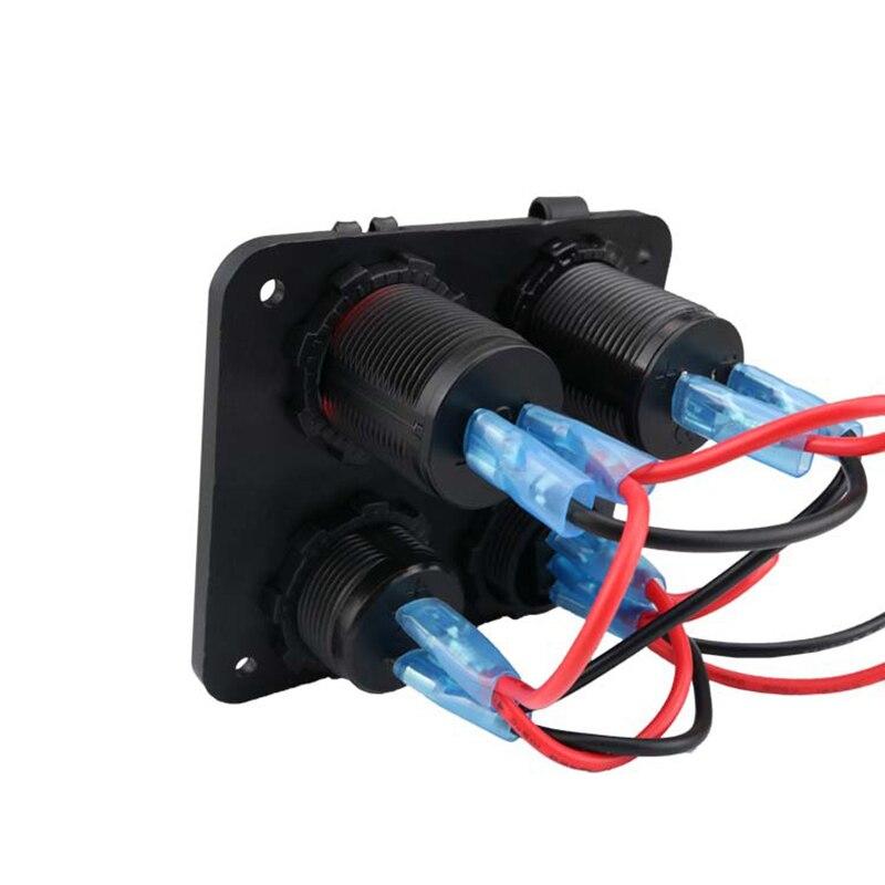 Panneau 4 en 1 Double Chargeur USB QC 3.0 pour Voiture Prise d'Alimentation Voltmètre Prise d'Alimentation Interrupteur à Bascule pour Bateau Marin Camping-car Camion