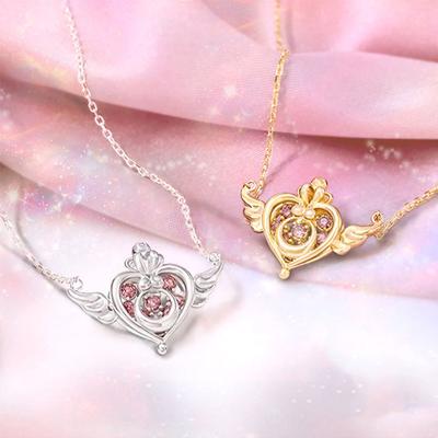 Japan Sailor Wings Herzform Anhänger 925 Sterling Silber Halskette Anime Cosplay Mond Schmuck Paar Jubiläum Geburtstagsgeschenke