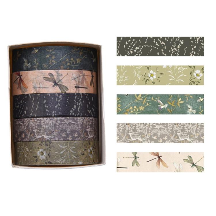Retro Decorative Tape Forests Plant Print Washis Tape Masking Tape Hand Account Tape for Journaling Phone Scrapbooking
