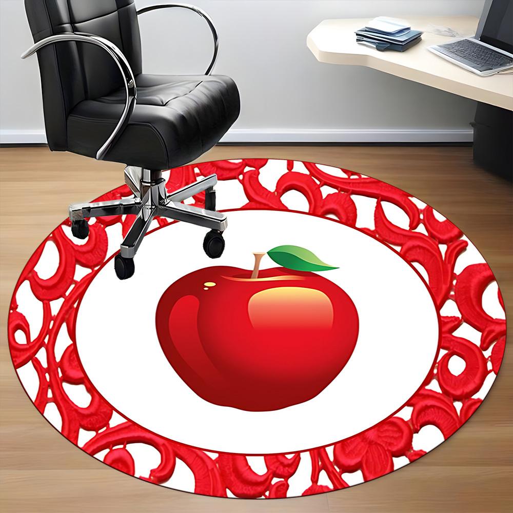 1pc Apple RedChair Carpet for Office, Indoor Non-Slip Washable Polyester Fiber Carpet, Mat For Office, Machine Washable
