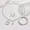 Full Rhinestone Drop Pendant Necklace and Earrings Set 4 - Piece Lightweight Alloy Jewelry for Daily Wear Party Gift