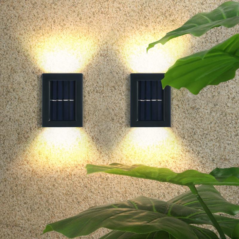 2LED Solar Outdoor Wall Light - Up/Down Accent Lighting for Courtyard, Villa, Decoration