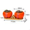 Ceramic Tea Jar Persimmon Tins Lids Ornament Porcelain Pot Storage for Table Decoration