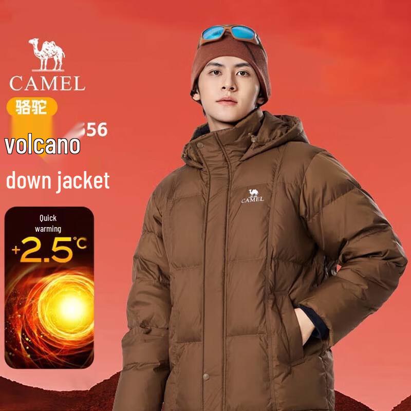 CAMEL Унисекс Толстая Пуховая Куртка-Пуховик с Капюшоном L