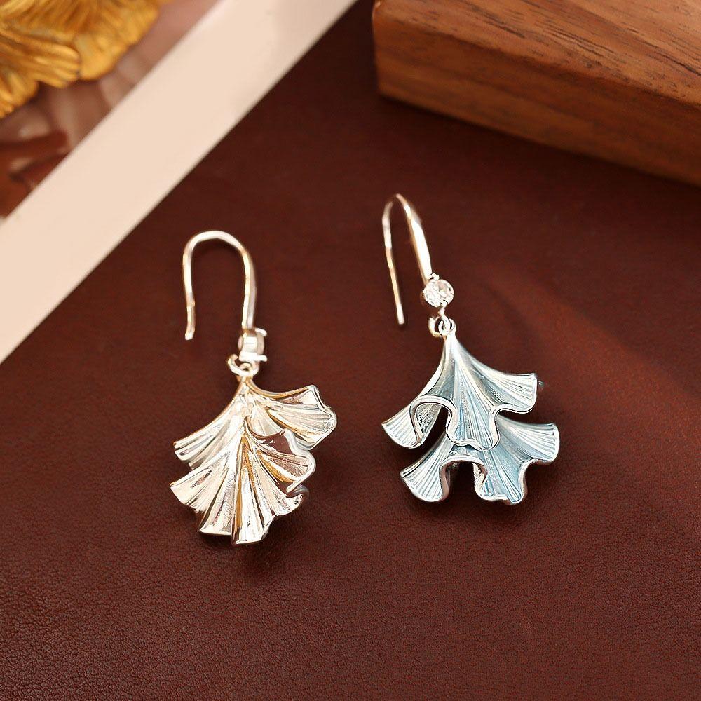 Double-layer Ginkgo Earrings Retro Sweet Earrings Jewelry Funny Ginkgo Ear Pendant Men