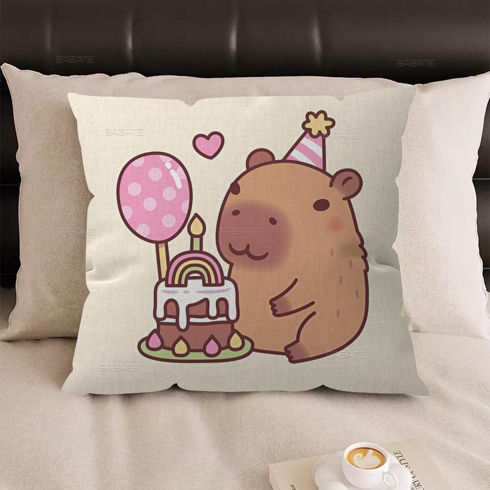 Cute Cartoon Capybara Office Cushion Pillowcase Car Cushion Cover45X45CM Lumbar Pillowcase Sofa Pillowcover