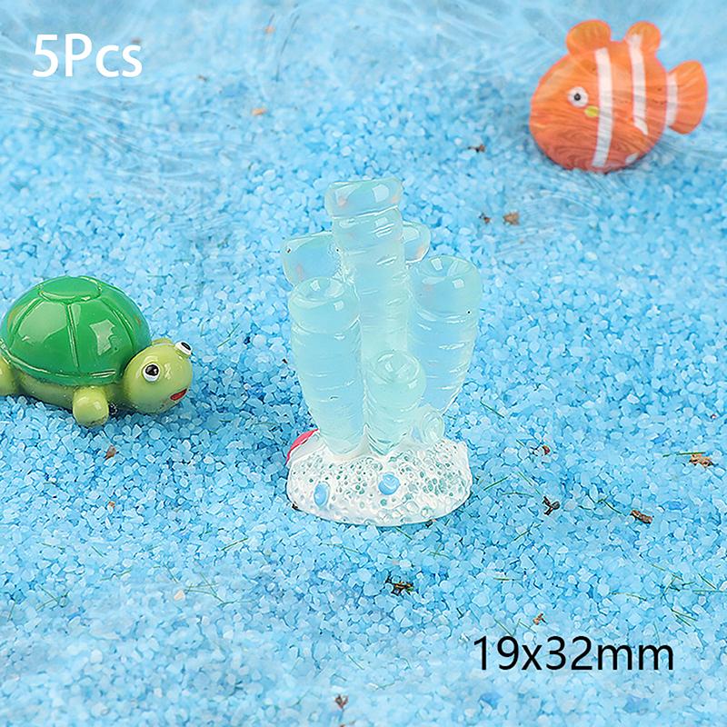 5 Stücke Niedliche Harz Leucht Korallen Miniatur Figur Ornament Simulation Unterwasser Korallen Aquarium Aquarium Dekoration Geschenke