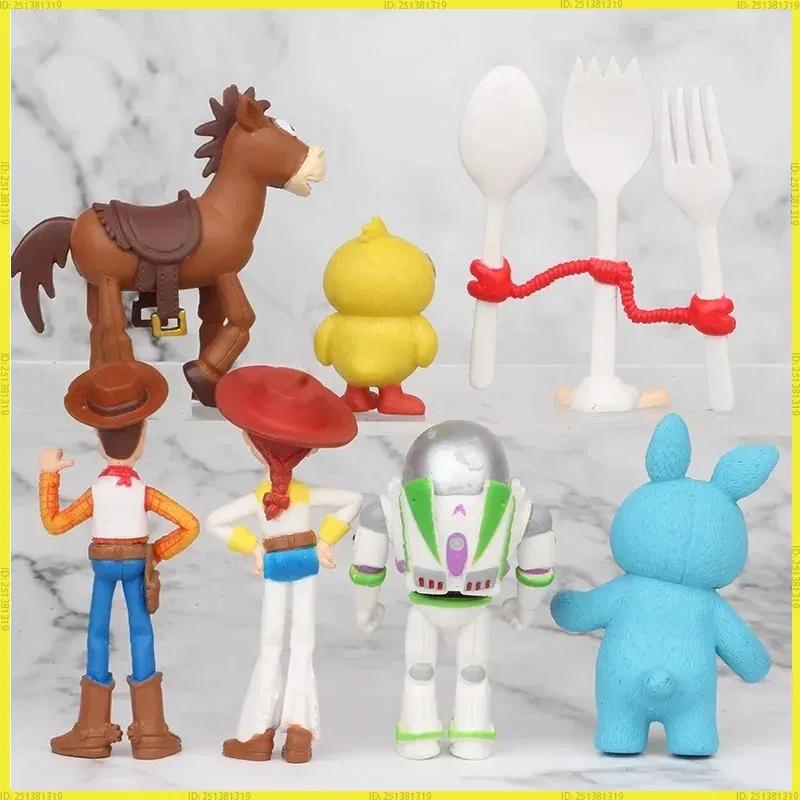 Pixar 7Pcs Toy Story 4 Action Figures Woody Jessie Buzz Lightyear Forky Pig Bear Figurine Model Doll Kids Christmas Gift